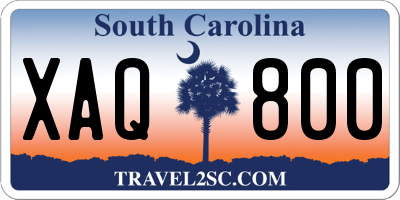 SC license plate XAQ800