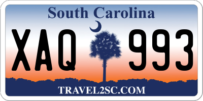 SC license plate XAQ993