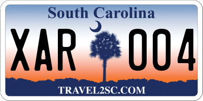 SC license plate XAR004