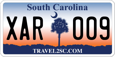 SC license plate XAR009