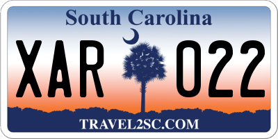 SC license plate XAR022