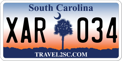SC license plate XAR034