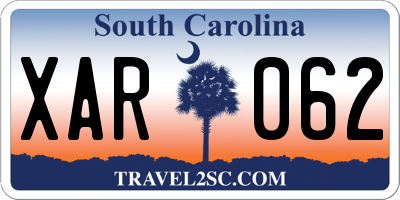 SC license plate XAR062