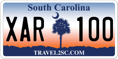SC license plate XAR100
