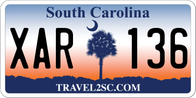 SC license plate XAR136