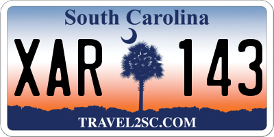 SC license plate XAR143