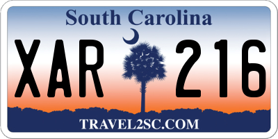 SC license plate XAR216
