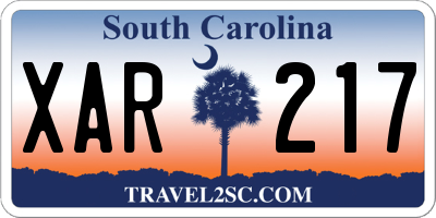 SC license plate XAR217