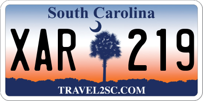 SC license plate XAR219