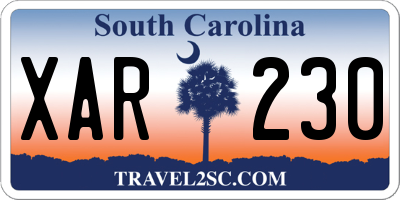 SC license plate XAR230