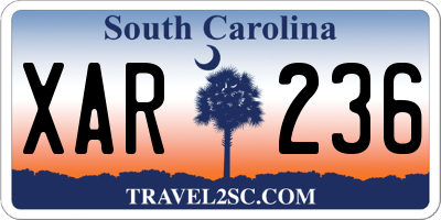 SC license plate XAR236