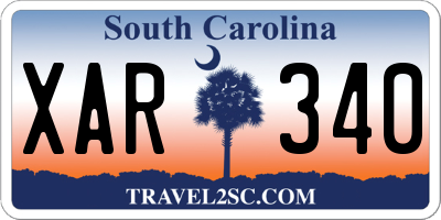 SC license plate XAR340