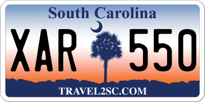SC license plate XAR550
