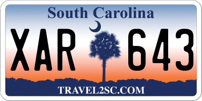 SC license plate XAR643