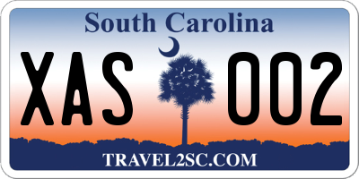 SC license plate XAS002