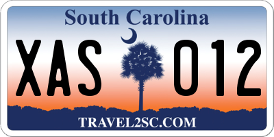 SC license plate XAS012