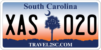 SC license plate XAS020