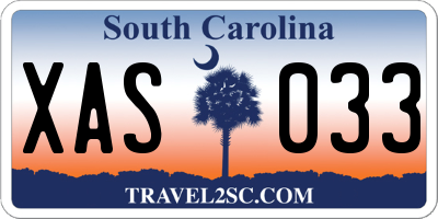 SC license plate XAS033