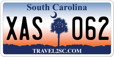 SC license plate XAS062