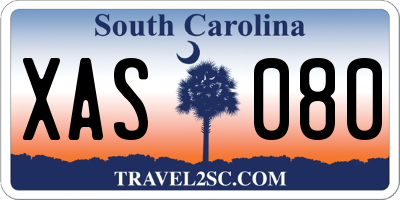 SC license plate XAS080