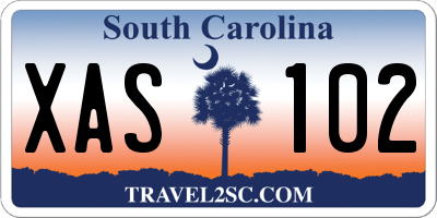 SC license plate XAS102