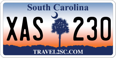 SC license plate XAS230