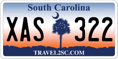 SC license plate XAS322