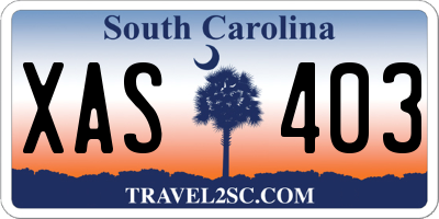 SC license plate XAS403