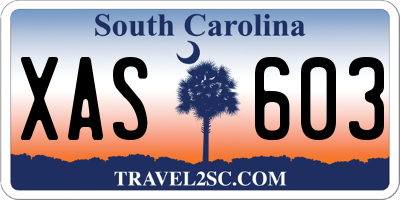 SC license plate XAS603