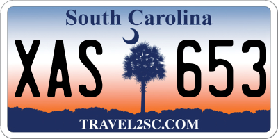 SC license plate XAS653