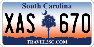 SC license plate XAS670