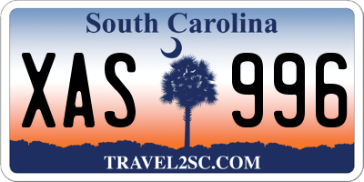 SC license plate XAS996