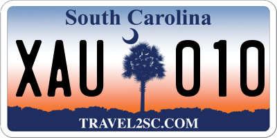 SC license plate XAU010