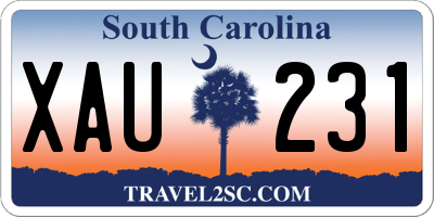 SC license plate XAU231