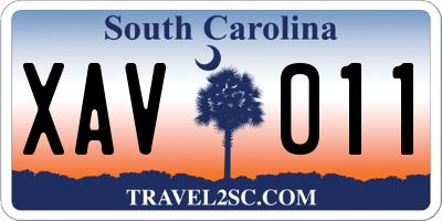 SC license plate XAV011