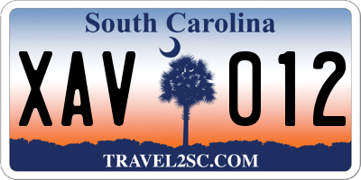 SC license plate XAV012