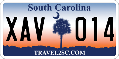 SC license plate XAV014
