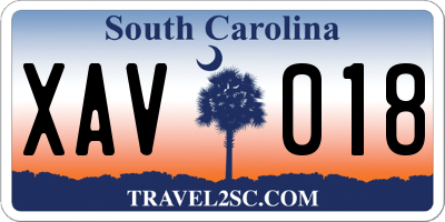 SC license plate XAV018