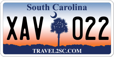 SC license plate XAV022