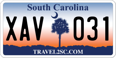 SC license plate XAV031