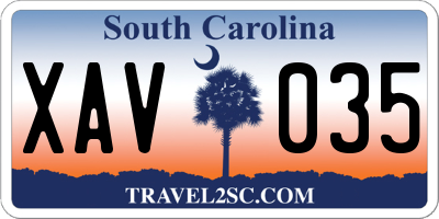 SC license plate XAV035