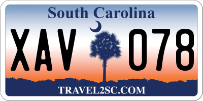 SC license plate XAV078