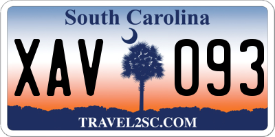 SC license plate XAV093
