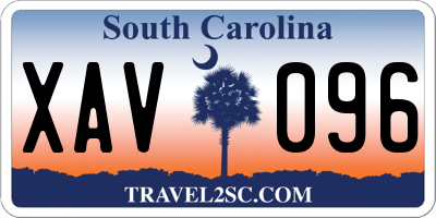 SC license plate XAV096