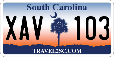 SC license plate XAV103