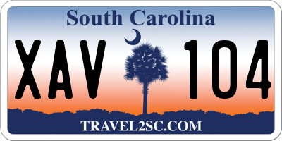 SC license plate XAV104