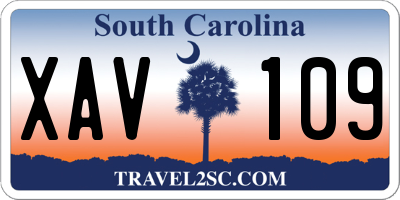 SC license plate XAV109