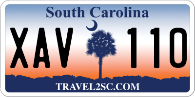 SC license plate XAV110