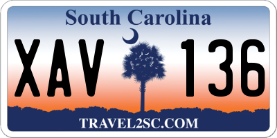 SC license plate XAV136