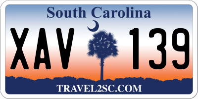 SC license plate XAV139